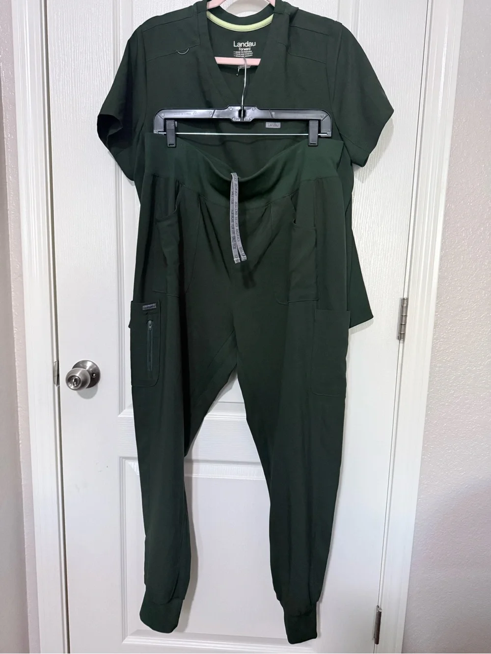 Landau Dark Green Jogger Scrub Pants with Utility Pockets